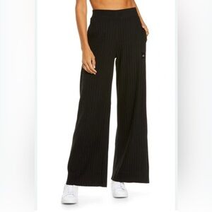 Alo Yoga black Ribbed Wide Leg Lounge Pants XXS